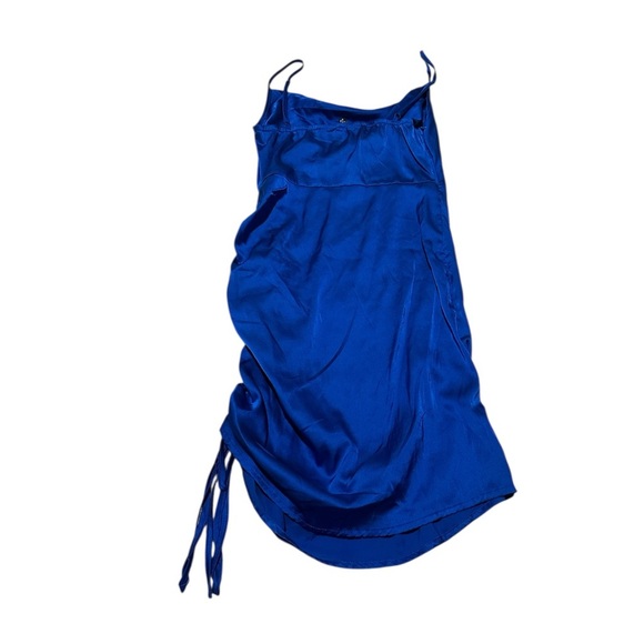 ASOS NaaNaa cowl neck ruched side satin dress in cobalt blue - Picture 7 of 9